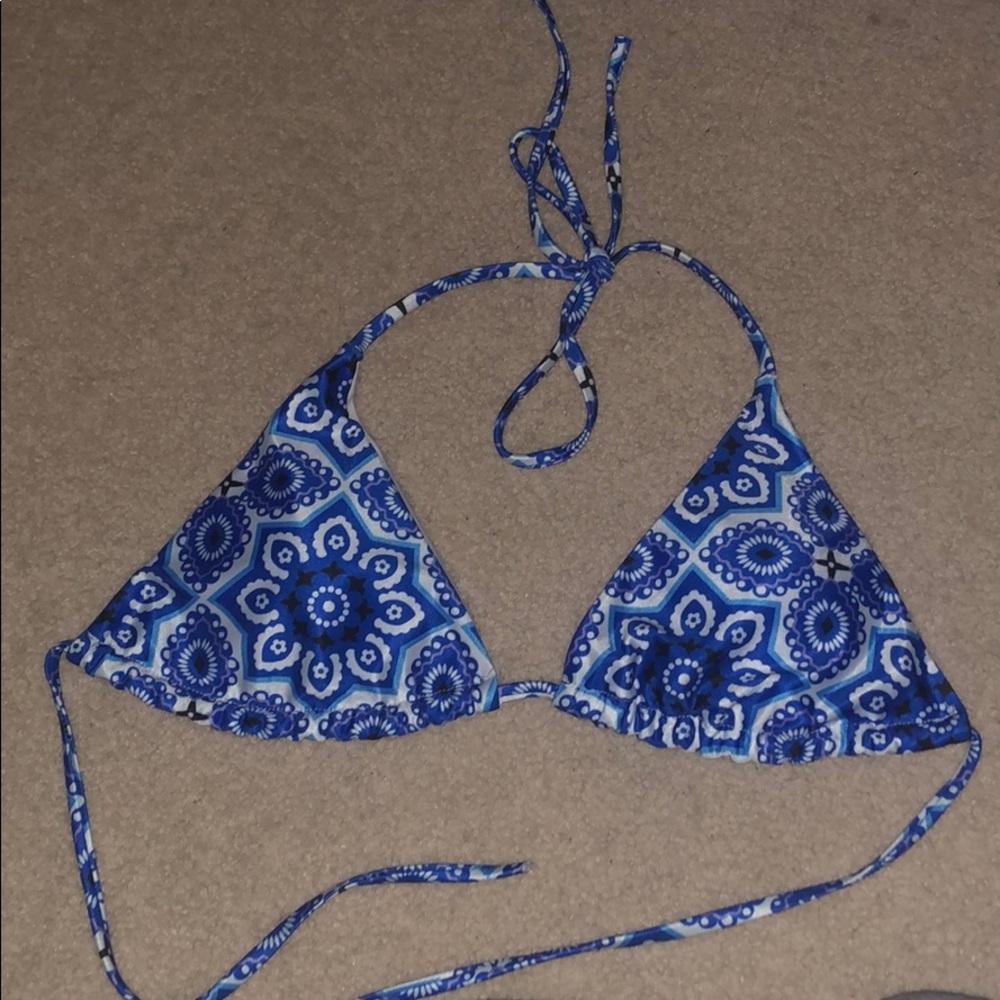 Pattern blue triangle bikini top